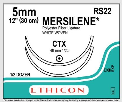 Suture Mersilene Tape White 40cm 5mm Double Arm Ctx x 6