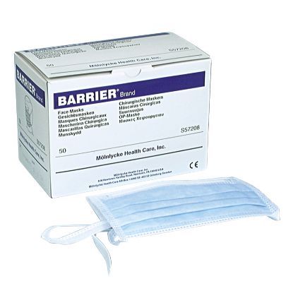 Mask Face Barrier Tie-On Standard Blue x 50