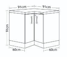 Sunflower 'L' Shaped Corner Base Unit - Various Colours And Finishes Available