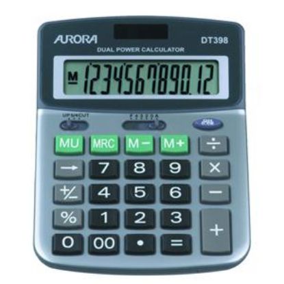 [MPQAO42028] Calculator (Aurora) Semi-Desk 12 Digit Dt398 Silver/Grey x 1