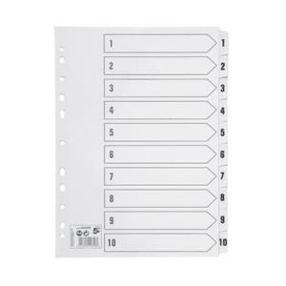 [MPQKF01528] Divider Subject (Q-Connect) A4 White Reinforced Board Clear Tabbed Multi-Punched 1-10 x 1