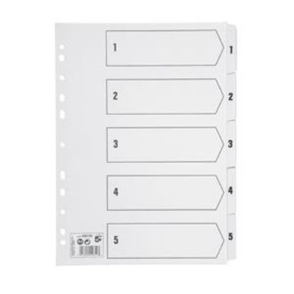 [MPQKF01527] Divider Subject (Q-Connect) A4 White Reinforced Board Clear Tabbed Multi-Punched 1-5 x 1