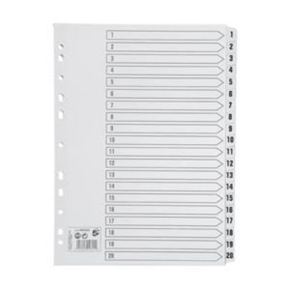 [MPQKF01531] Divider Subject (Q-Connect) Index A4 White Reinforced Board Clear Tabbed Multi-Punched 1-20 x 1
