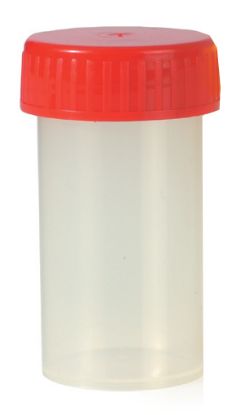 [MPAW1131003/10] Specimen Container Red Screw On Cap 60Cc 35X70mm x 10