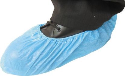 [MPPJ7557] Overshoes Disposable Plastic / Elasticated Blue 16" x 100