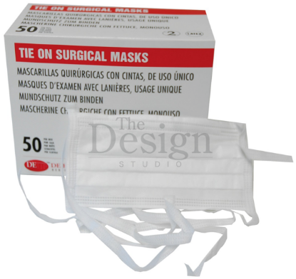 [MPDH9791143] Mask Face Tie-On White 3 Ply (Dehp) x 50