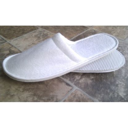 [MPMWSLI02A] SLIPPERS ONE SIZE TOWELLING CLOSED TOE WHITE X 100 PAIRS