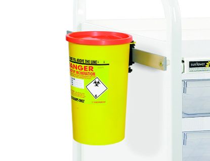 [MPSBSUN-SBOX1] Bracket (Sunflower) For Daniels Sharps Box - All Sizes For Vista Trolley Includes Medi-Rail