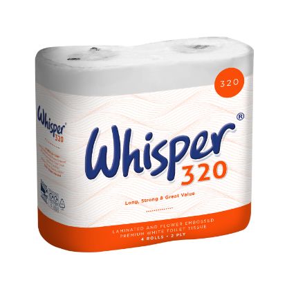 [MPKRW320] TOILET ROLL WHISPER 2-PLY PURE WHITE (320 SHEETS) X 36