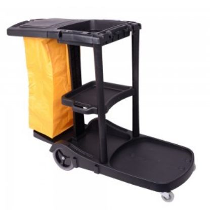 [MPSY991131] Cleaning Trolley With Orange Vinyl Refuge Bag On Castors